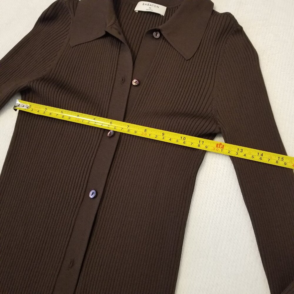 Babaton Chocolate Brown Ribbed Button-Down Top - Picture 13 of 13